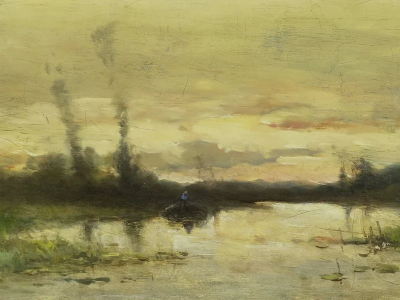 1828-Johannes Gijsbert Vogel - Landschap aan de vaart bij Hilversum